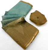 RajYog Kazari Series Lisha Soft Cotton Based Linen Saree - Zari Border & Fancy Tassels