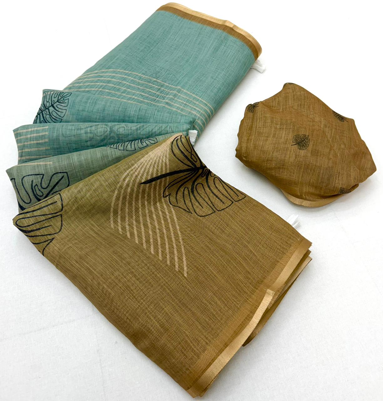 RajYog Kazari Series Lisha Soft Cotton Based Linen Saree - Zari Border & Fancy Tassels