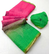 RajYog Kazari Series Lisha Soft Cotton Based Linen Saree - Zari Border & Fancy Tassels