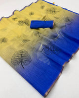 RajYog Kazari Series Lisha Soft Cotton Based Linen Saree - Zari Border & Fancy Tassels