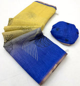 RajYog Kazari Series Lisha Soft Cotton Based Linen Saree - Zari Border & Fancy Tassels
