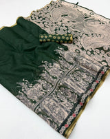 Saree for Women - Lisha Linen Kalamkari Print Zari Border Saree 6 pcs set - M.R. Saree Emporium