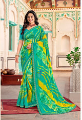Lotus-2 Designer Printed Saree with Elegant Border - Festive & Traditional Wear Collection