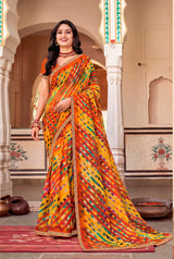 Lotus-2 Designer Printed Saree with Elegant Border - Festive & Traditional Wear Collection
