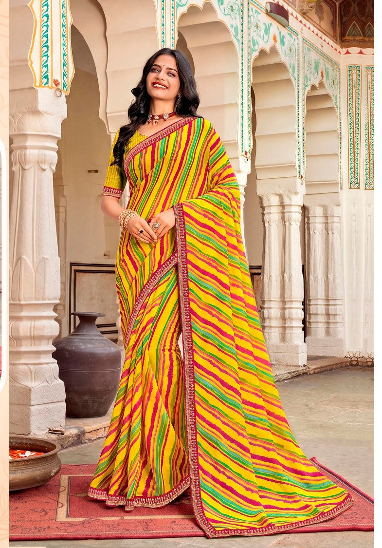 Lotus-2 Designer Printed Saree with Elegant Border - Festive & Traditional Wear Collection