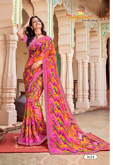 Lotus-2 Designer Printed Saree with Elegant Border - Festive & Traditional Wear Collection