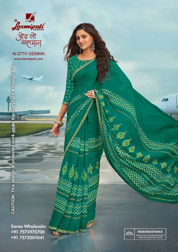 Laxmipati Radhika N-2770 - Green Chiffon – Latest Designs | M.R. Saree Emporium