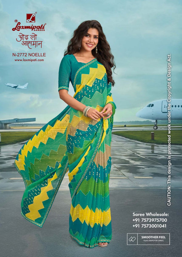 Laxmipati Radhika N-2772 - Blue Multi Sparkle Chiffon – Latest Designs | M.R. Saree Emporium