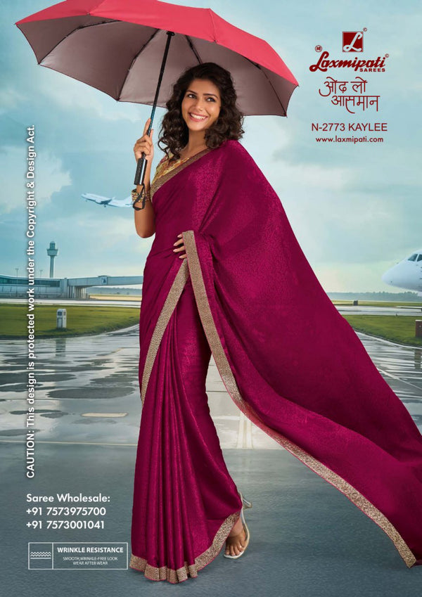 Laxmipati Radhika N-2773 - Dark Rani Jacquard Silk– Latest Designs | M.R. Saree Emporium