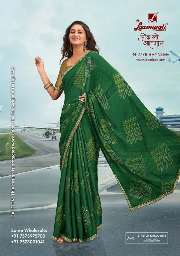 Laxmipati Radhika N-2776 - Dark Green Sparkle Chiffon – Latest Designs | M.R. Saree Emporium