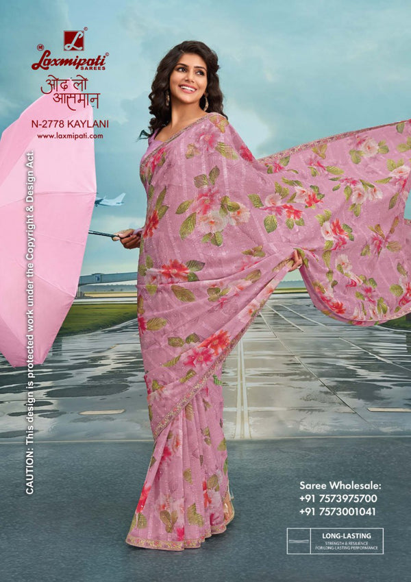 Laxmipati Radhika N-2778 - Baby Pink Sparkle Chiffon – Latest Designs | M.R. Saree Emporium