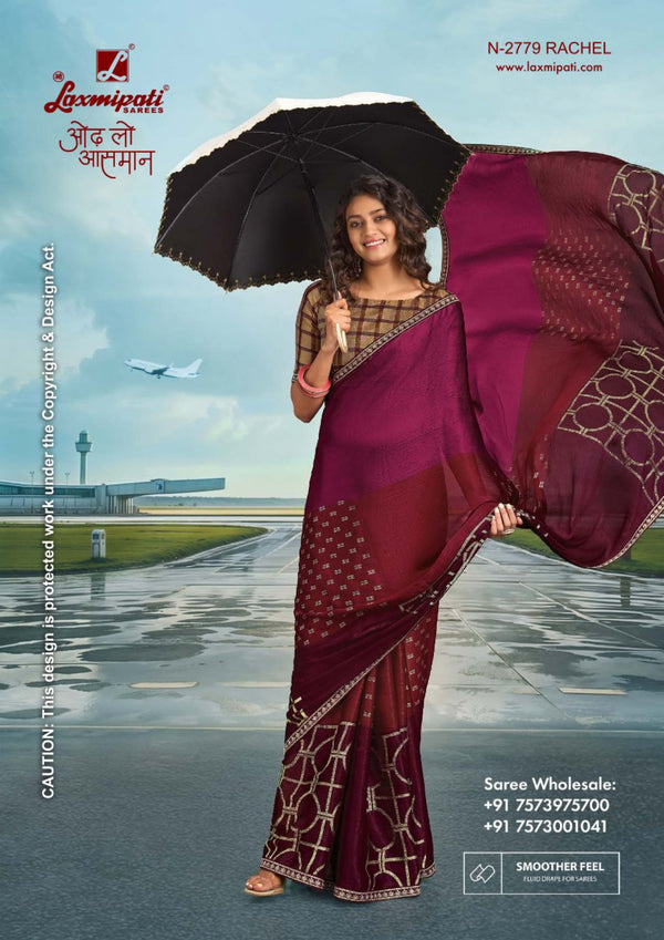 Laxmipati Radhika N-2779 - Wine/Maroon Jimmy Choo – Latest Designs | M.R. Saree Emporium