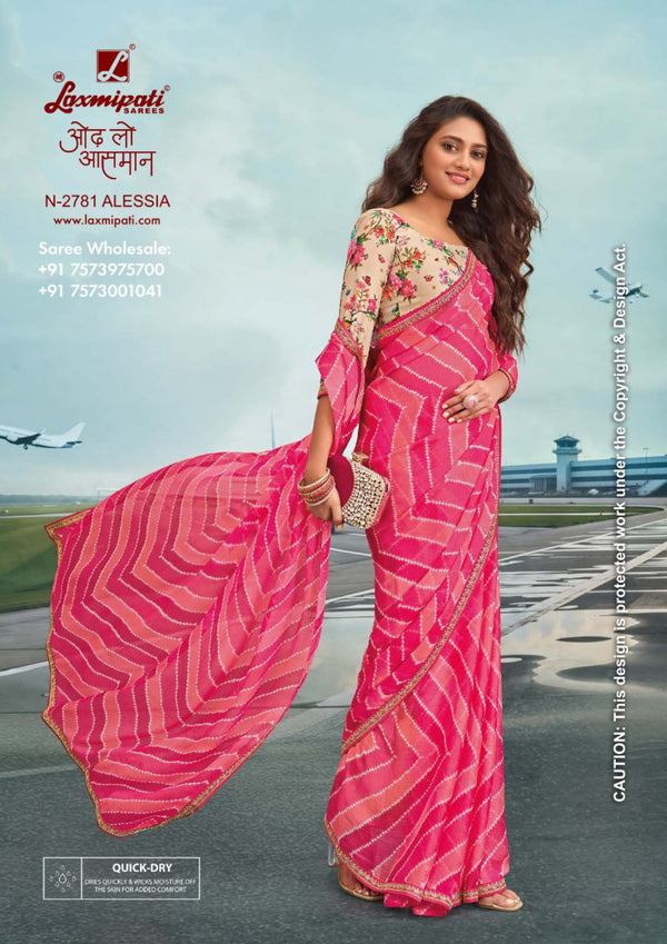 Laxmipati Radhika N-2781 - Baby Pink Sparkle Chiffon– Latest Designs | M.R. Saree Emporium