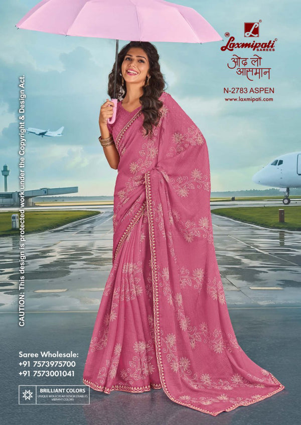 Laxmipati Radhika N-2783 - Light Onion Chiffon– Latest Designs | M.R. Saree Emporium