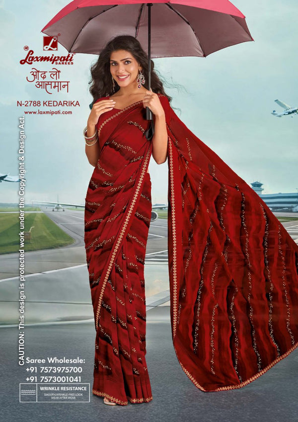 Laxmipati Radhika N-2788 Red Georgette Saree | M.R. Saree Emporium
