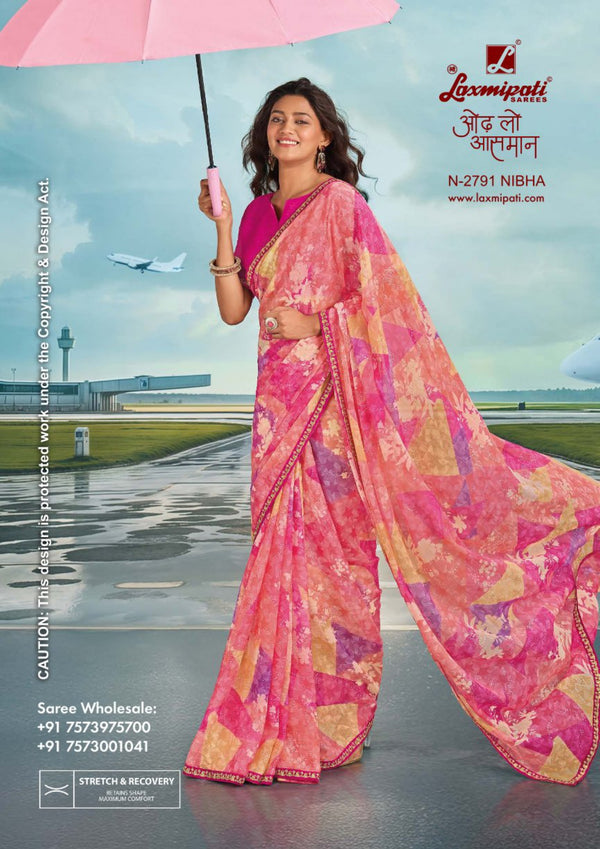 Laxmipati Radhika N-2791 Baby Pink Sparkle Chiffon | M.R. Saree Emporium