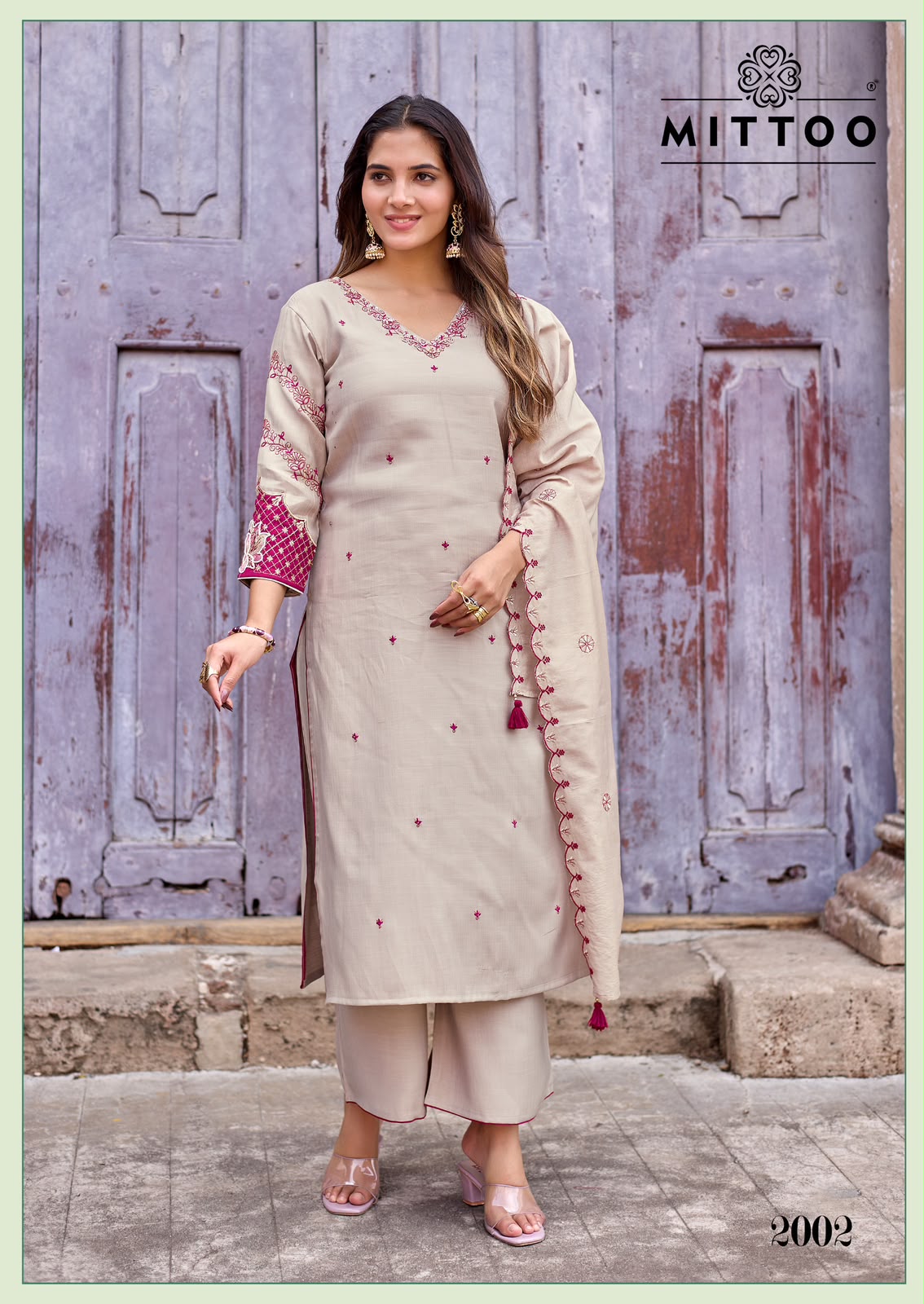 MITTOO Aaika Viscose Weaving Khatli Handwork 6 Pcs Set