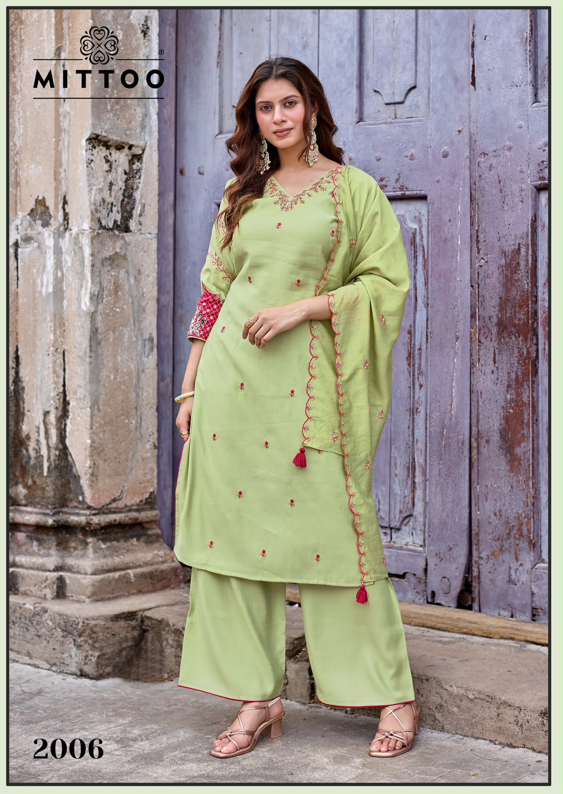 MITTOO Aaika Viscose Weaving Khatli Handwork 6 Pcs Set