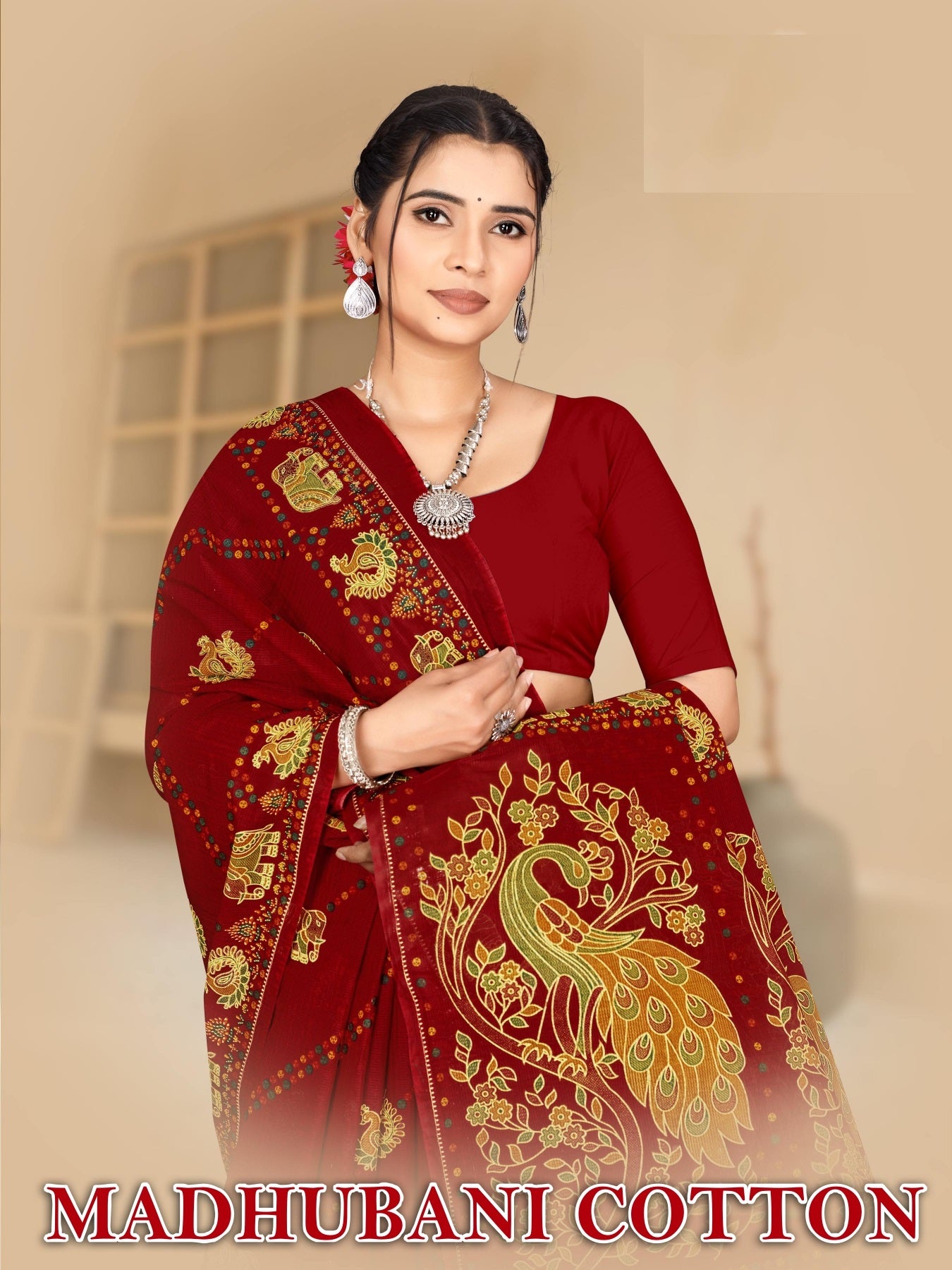 Madhubani Cotton Printed Saree Set – 08 Pcs -Pure Cotton Sarees - M.R. Saree Emporium