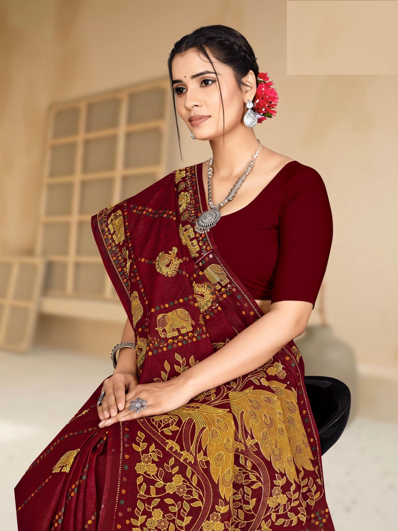 Madhubani Cotton Printed Saree Set – 08 Pcs -Pure Cotton Sarees - M.R. Saree Emporium