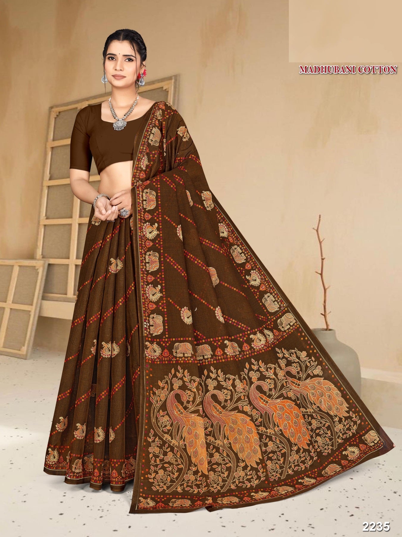 Madhubani Cotton Printed Saree Set – 08 Pcs -Pure Cotton Sarees - M.R. Saree Emporium