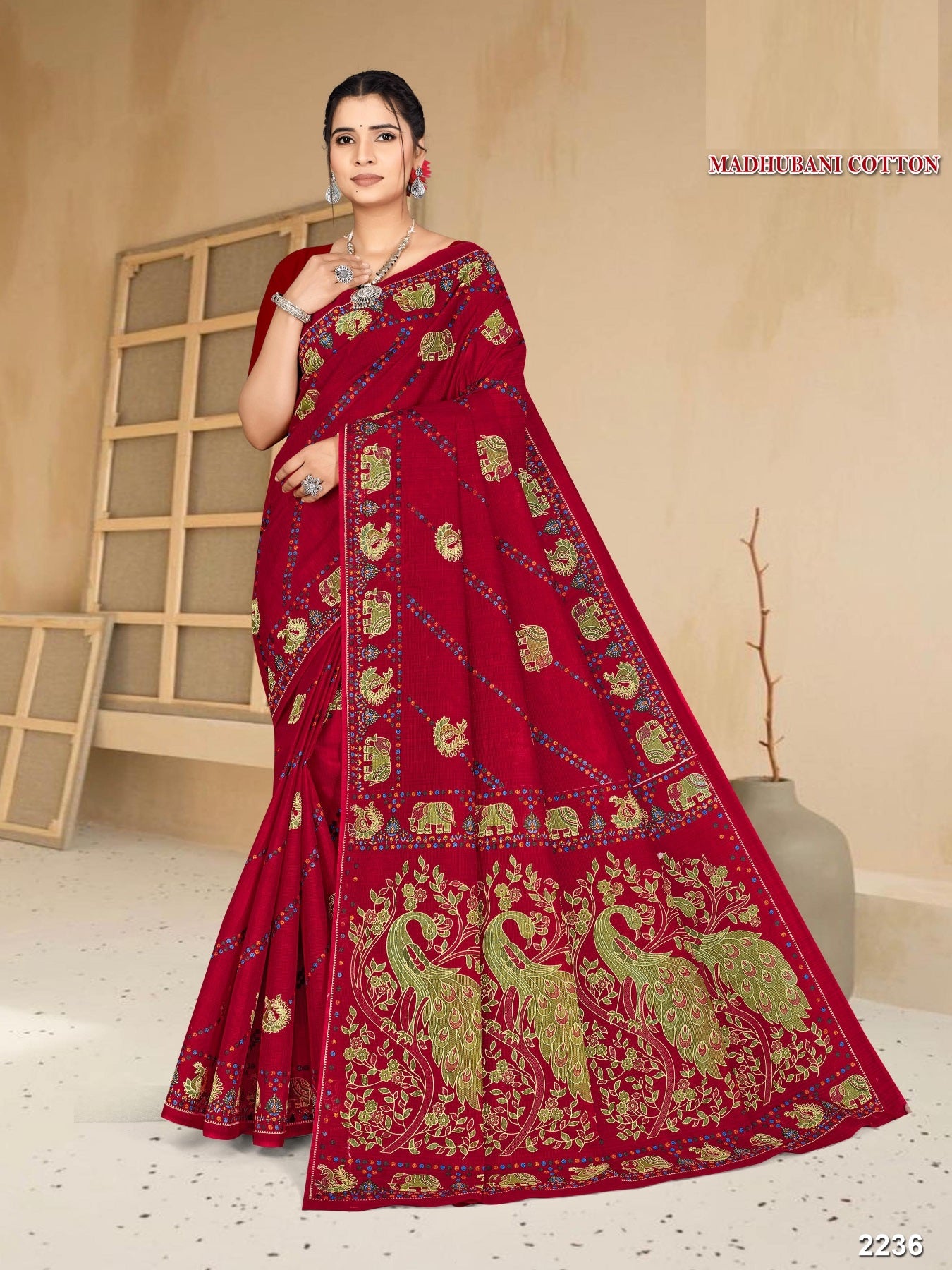 Madhubani Cotton Printed Saree Set – 08 Pcs -Pure Cotton Sarees - M.R. Saree Emporium