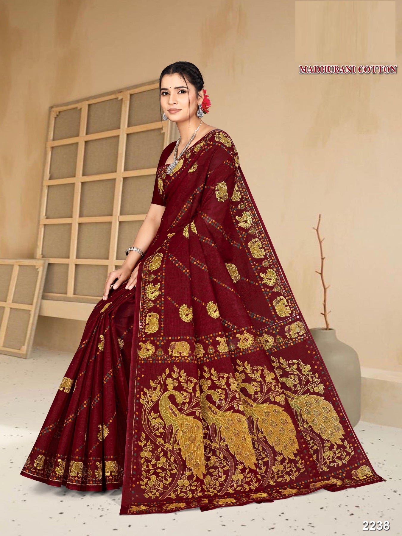 Madhubani Cotton Printed Saree Set – 08 Pcs -Pure Cotton Sarees - M.R. Saree Emporium