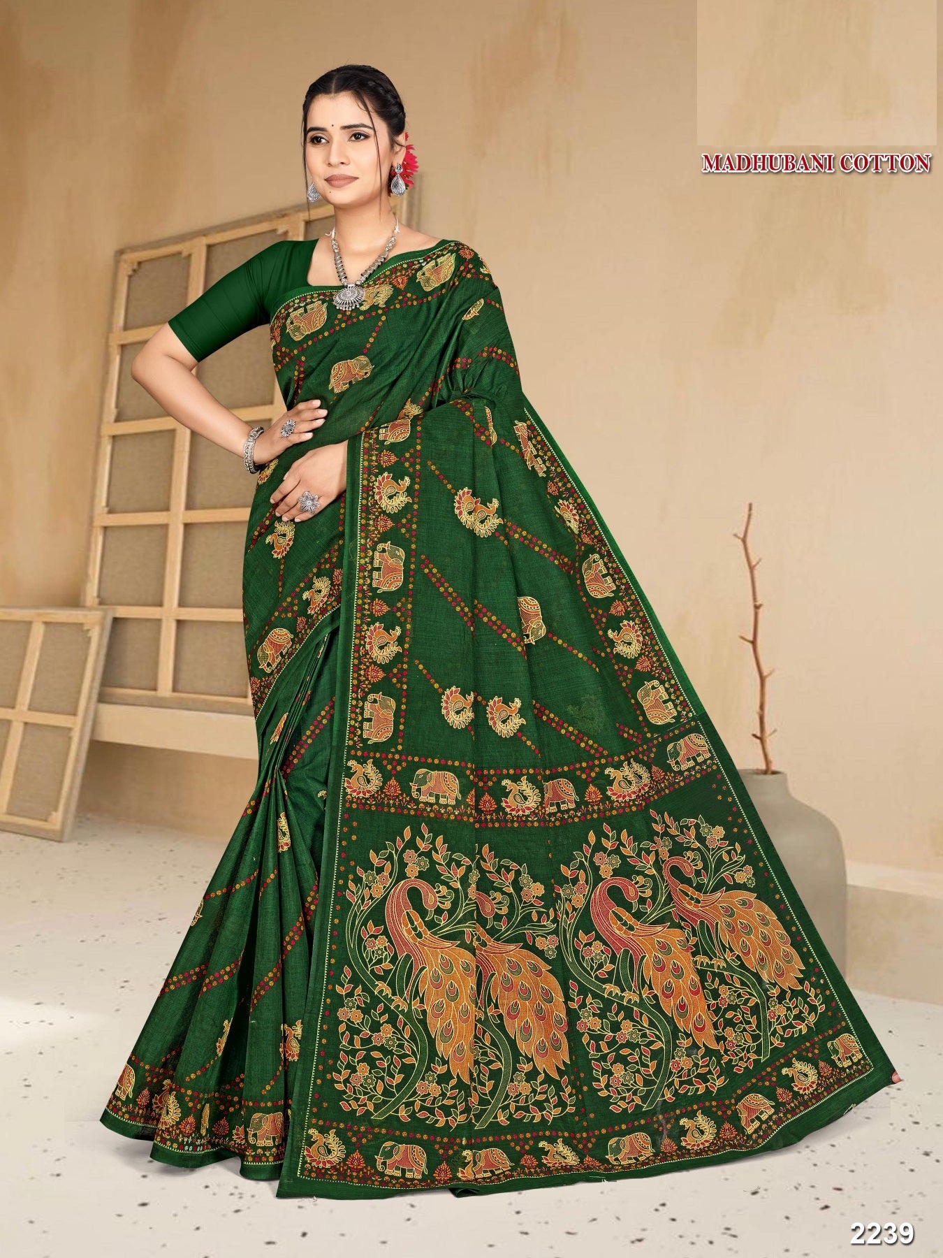 Madhubani Cotton Printed Saree Set – 08 Pcs -Pure Cotton Sarees - M.R. Saree Emporium