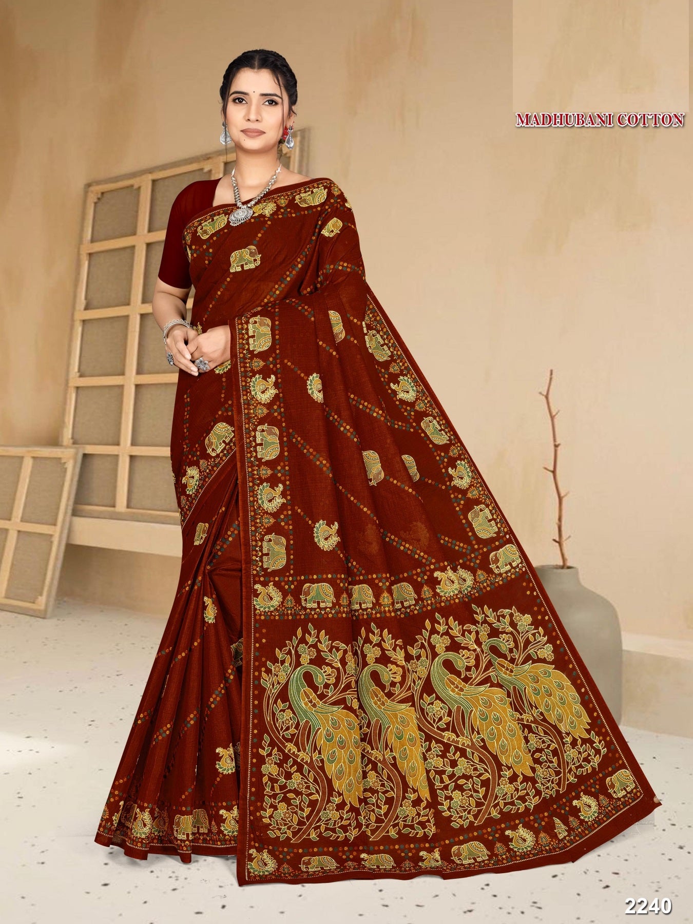 Madhubani Cotton Printed Saree Set – 08 Pcs -Pure Cotton Sarees - M.R. Saree Emporium