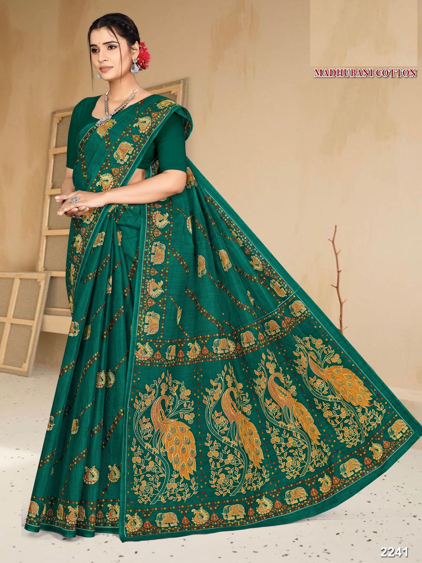 Madhubani Cotton Printed Saree Set – 08 Pcs -Pure Cotton Sarees - M.R. Saree Emporium