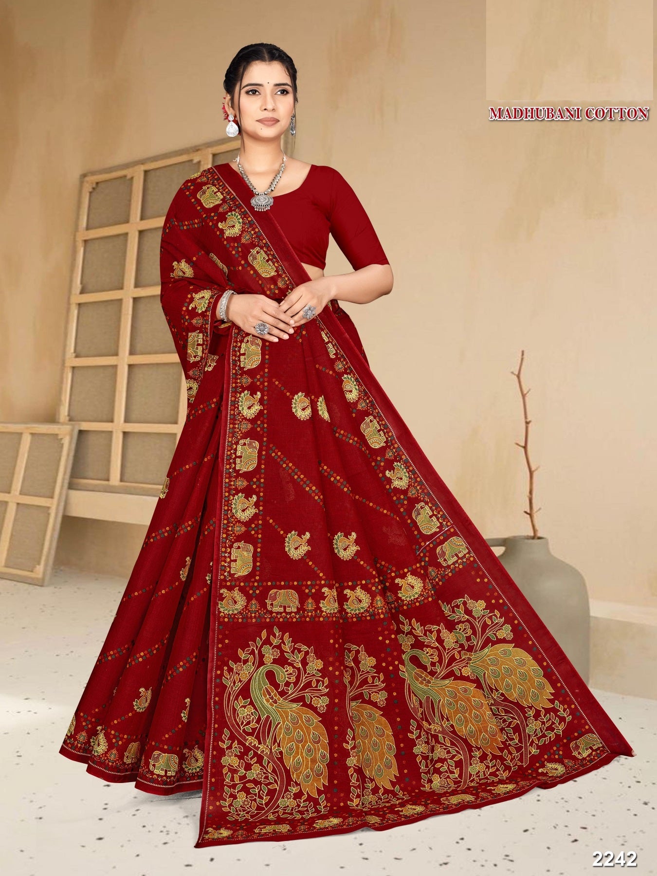 Madhubani Cotton Printed Saree Set – 08 Pcs -Pure Cotton Sarees - M.R. Saree Emporium