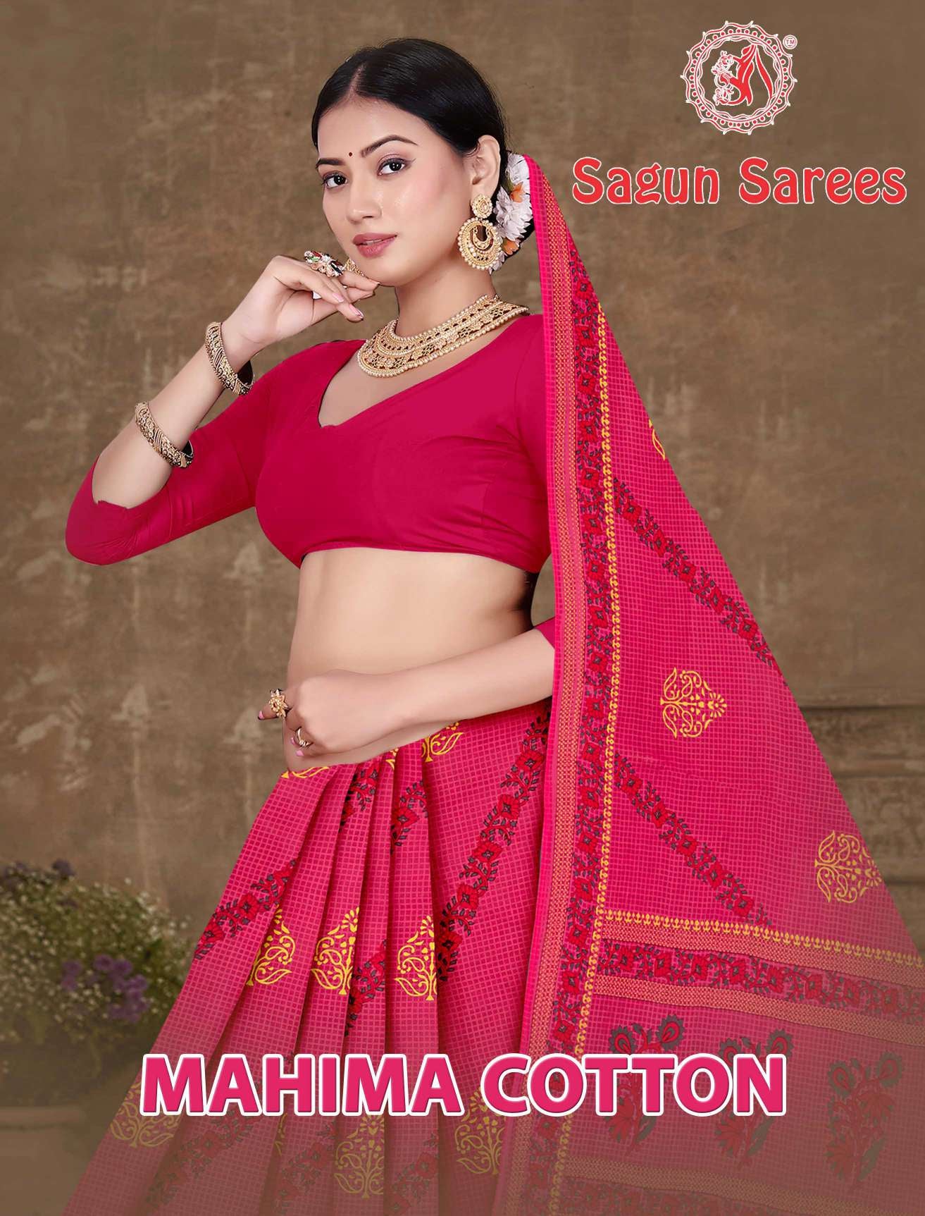 Mahima Cotton Printed Saree Set 8 pcs – M.R. Saree Emporium