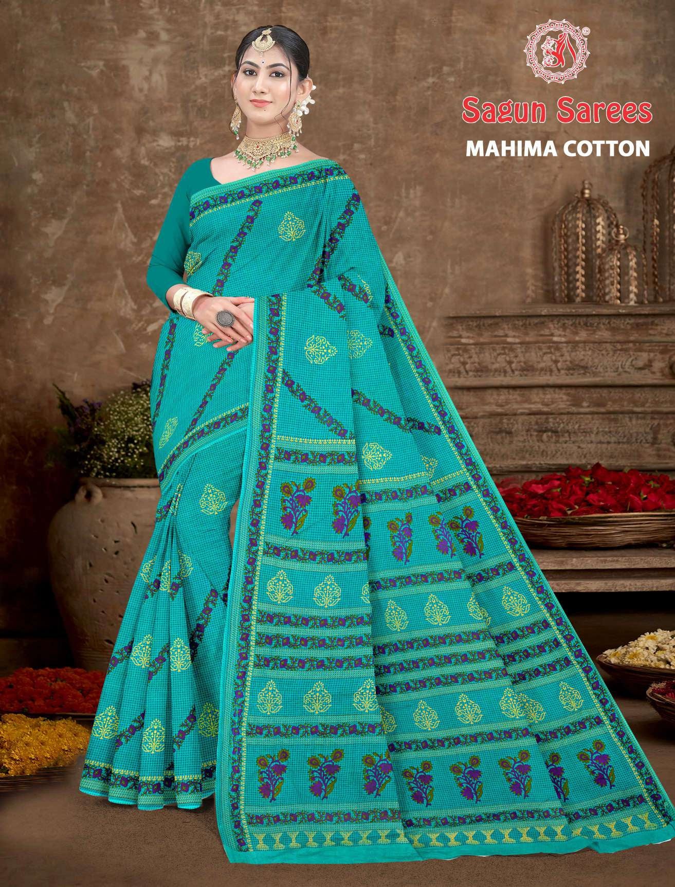 Mahima Cotton Printed Saree Set 8 pcs – M.R. Saree Emporium