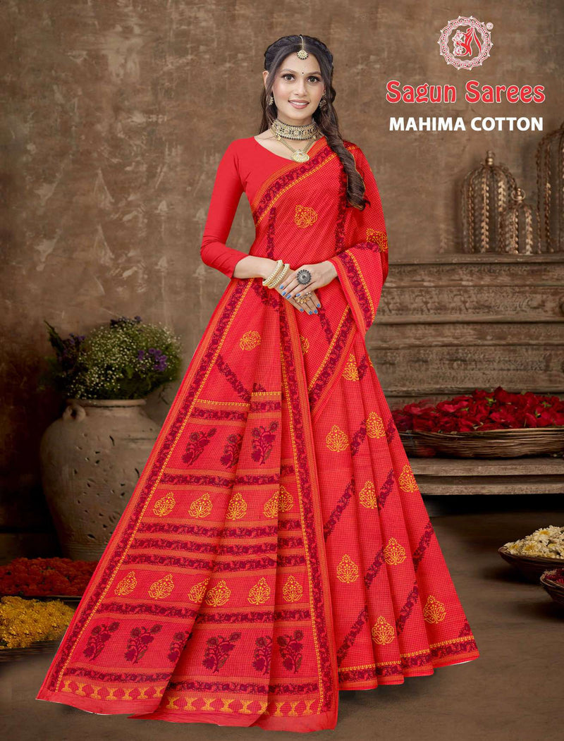 Mahima Cotton Printed Saree Set 8 pcs – M.R. Saree Emporium