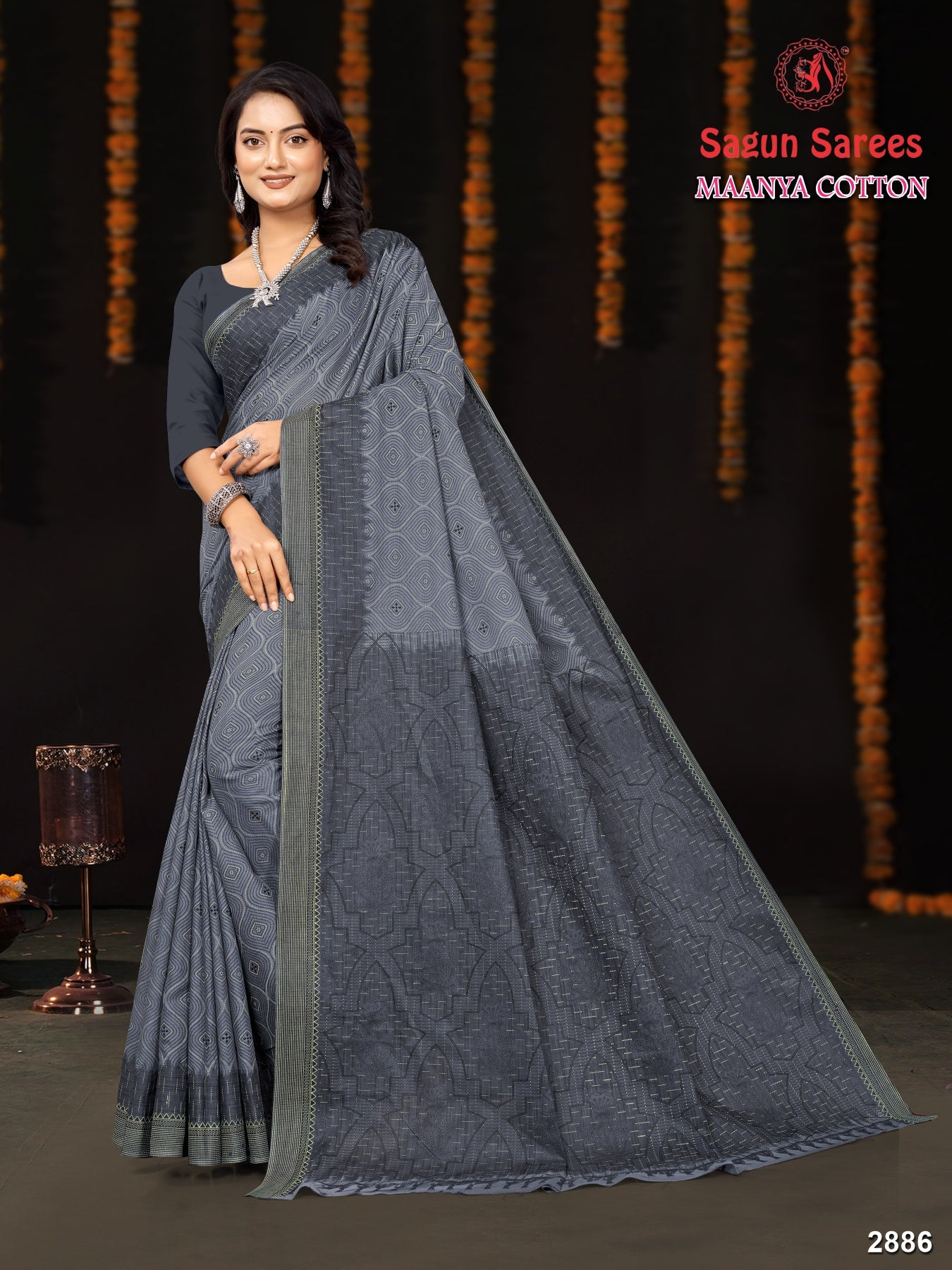 Maanya Cotton Printed Saree – Set of 8 Pcs -M.R. Saree Emporium