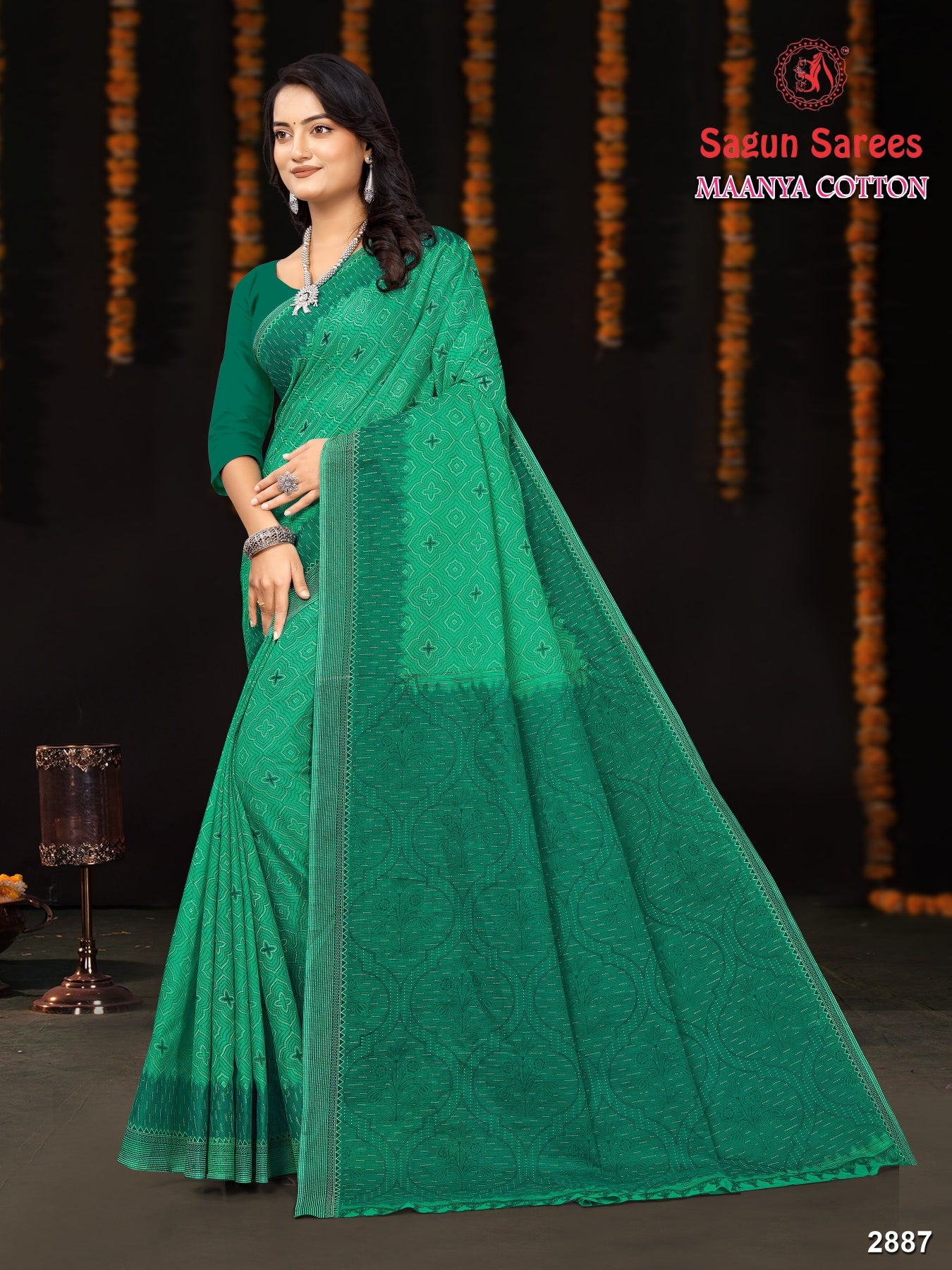 Maanya Cotton Printed Saree – Set of 8 Pcs -M.R. Saree Emporium