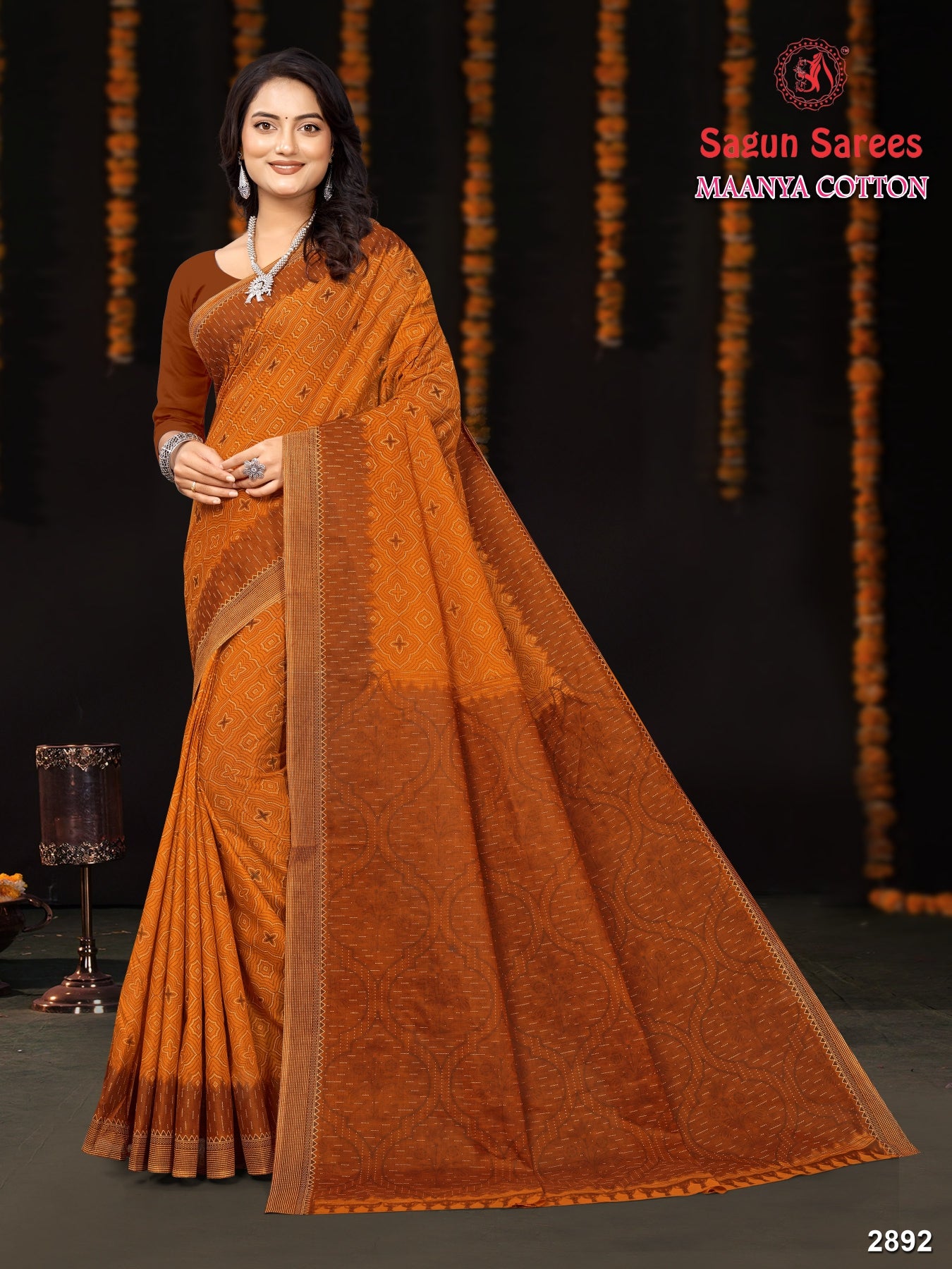 Maanya Cotton Printed Saree – Set of 8 Pcs -M.R. Saree Emporium