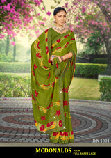 Kayaan Mcdonalds Vol-68 Chiffon Saree Set (8 Pcs) Printed Lace Border Daily Wear - M.R. Saree Emporium