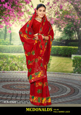 Kayaan Mcdonalds Vol-68 Chiffon Saree Set (8 Pcs) Printed Lace Border Daily Wear - M.R. Saree Emporium