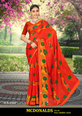 Kayaan Mcdonalds Vol-68 Chiffon Saree Set (8 Pcs) Printed Lace Border Daily Wear - M.R. Saree Emporium