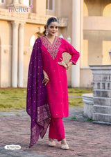 Mehnaz Vertican Butti Straight Cut 3 Pcs Kurti Set (Kurti + Pant + Dupatta) -M.R. Saree Emporium