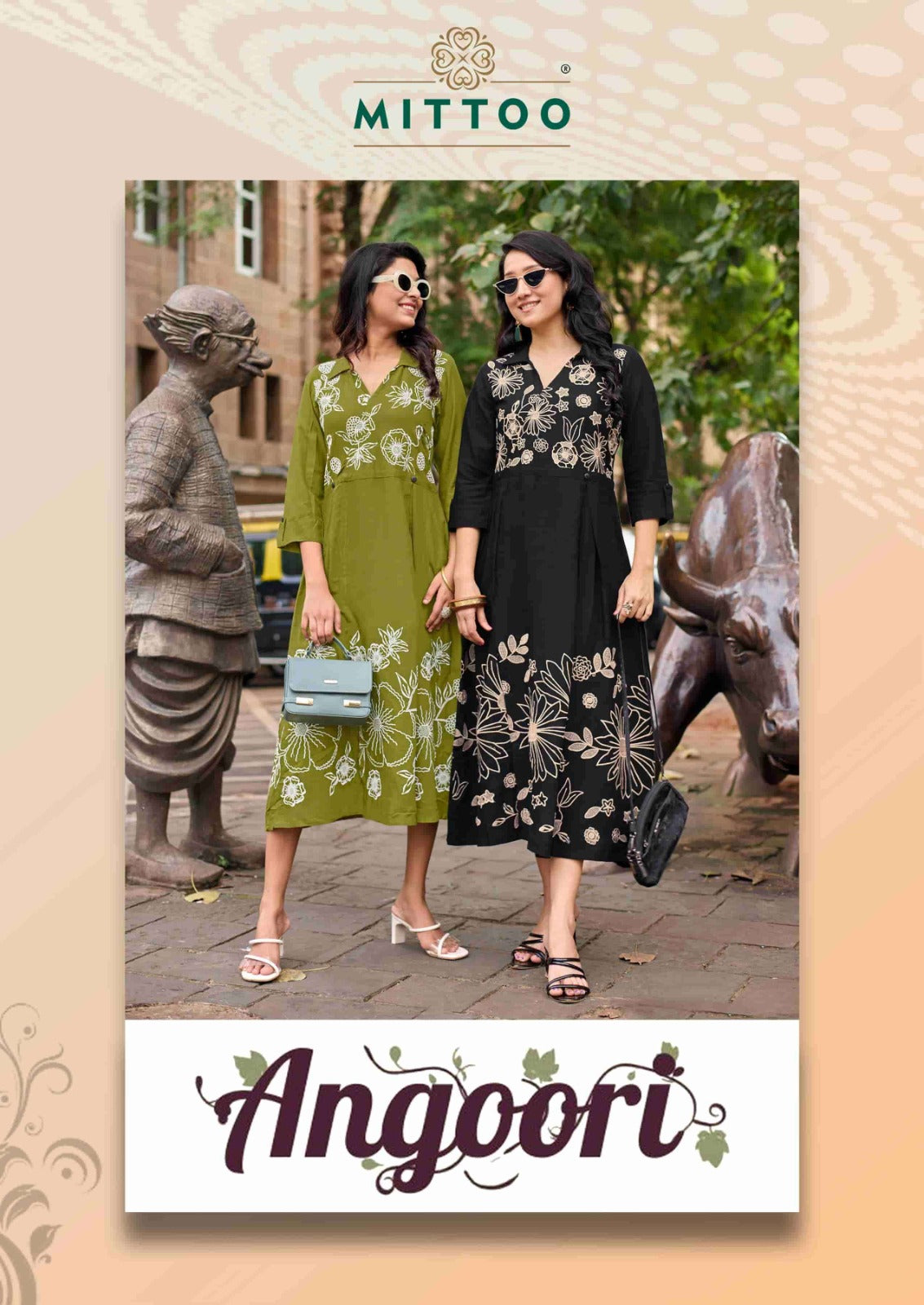Mittoo Angoori Heavy Rayon Thread Work Kurti 6 Pcs Set