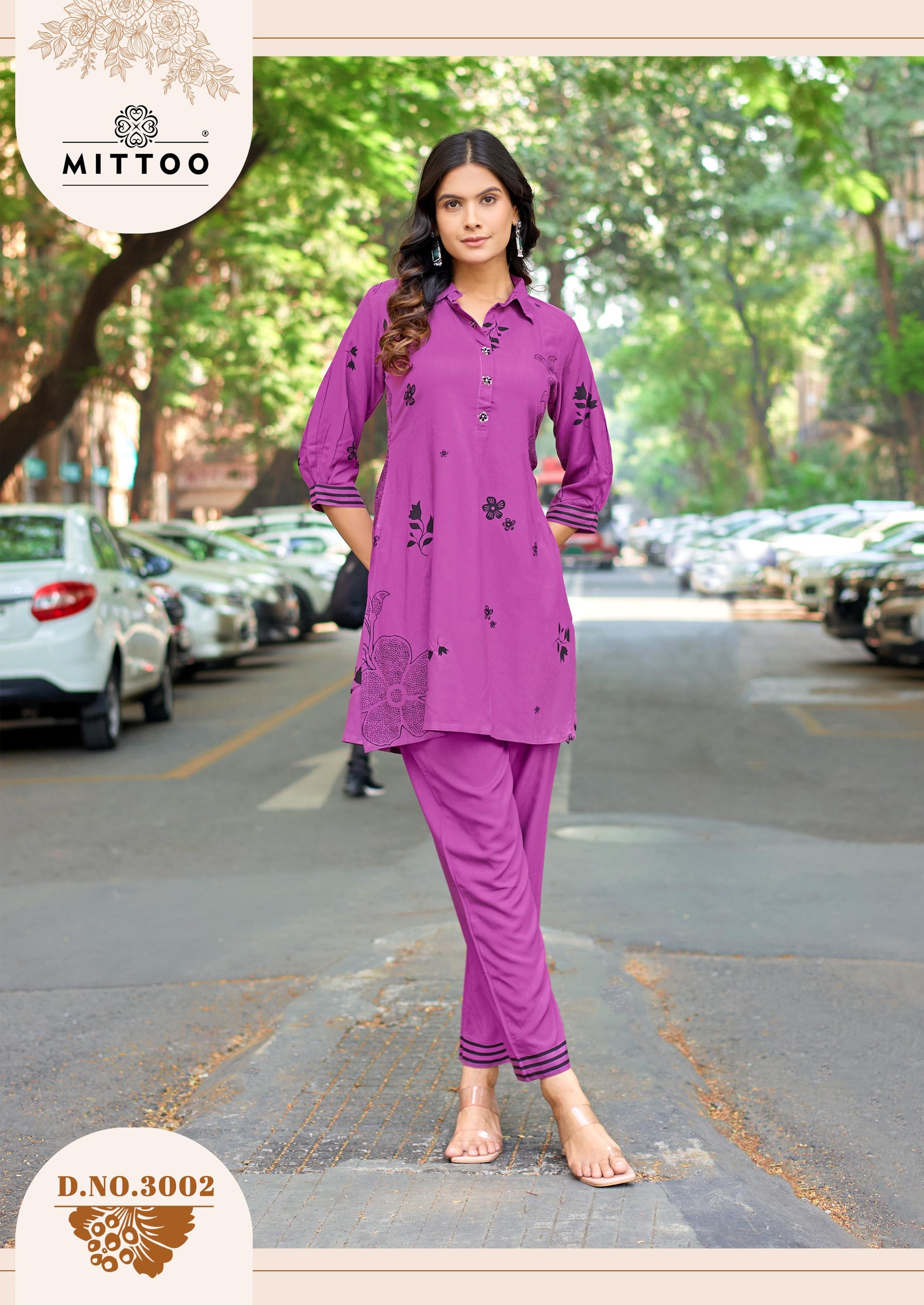 Mittoo Rasika Rayon Printed Kurti Pant Set with Handwork-6 Pcs Set-M.R. Saree Emporium