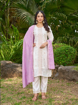 Jagvi 3-Piece Straight Set – Roman Silk Top & Bottom with Fancy Dupatta