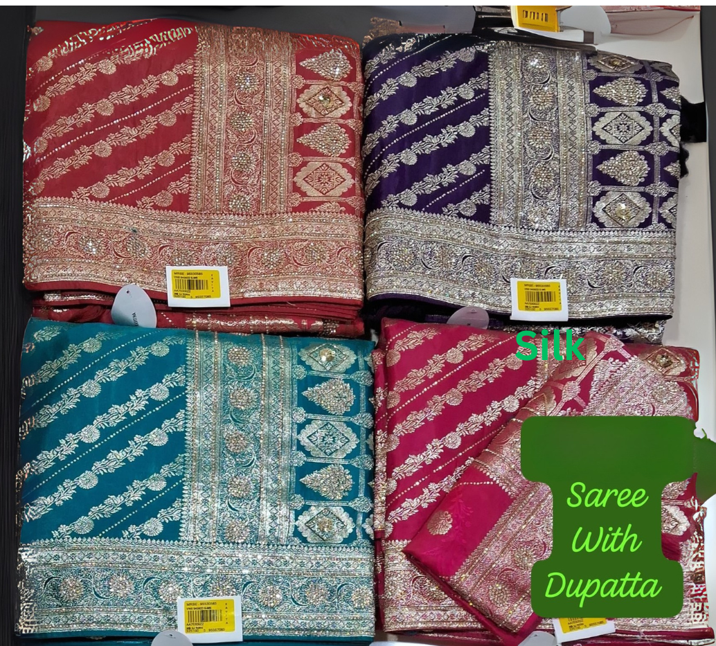 Silk Saree with Dupatta for Wedding & Festive Wear Single pcs M.R. Saree Emporium