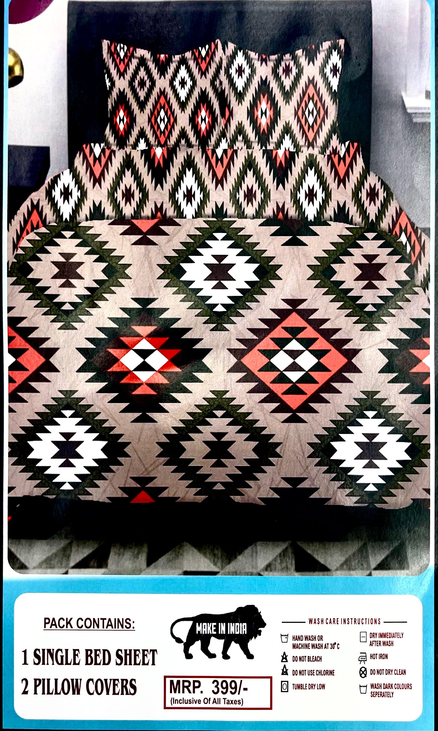 Zara Blended Cotton Single Bed Bedsheet with 2 Pillow Covers – M.R. Saree Emporium