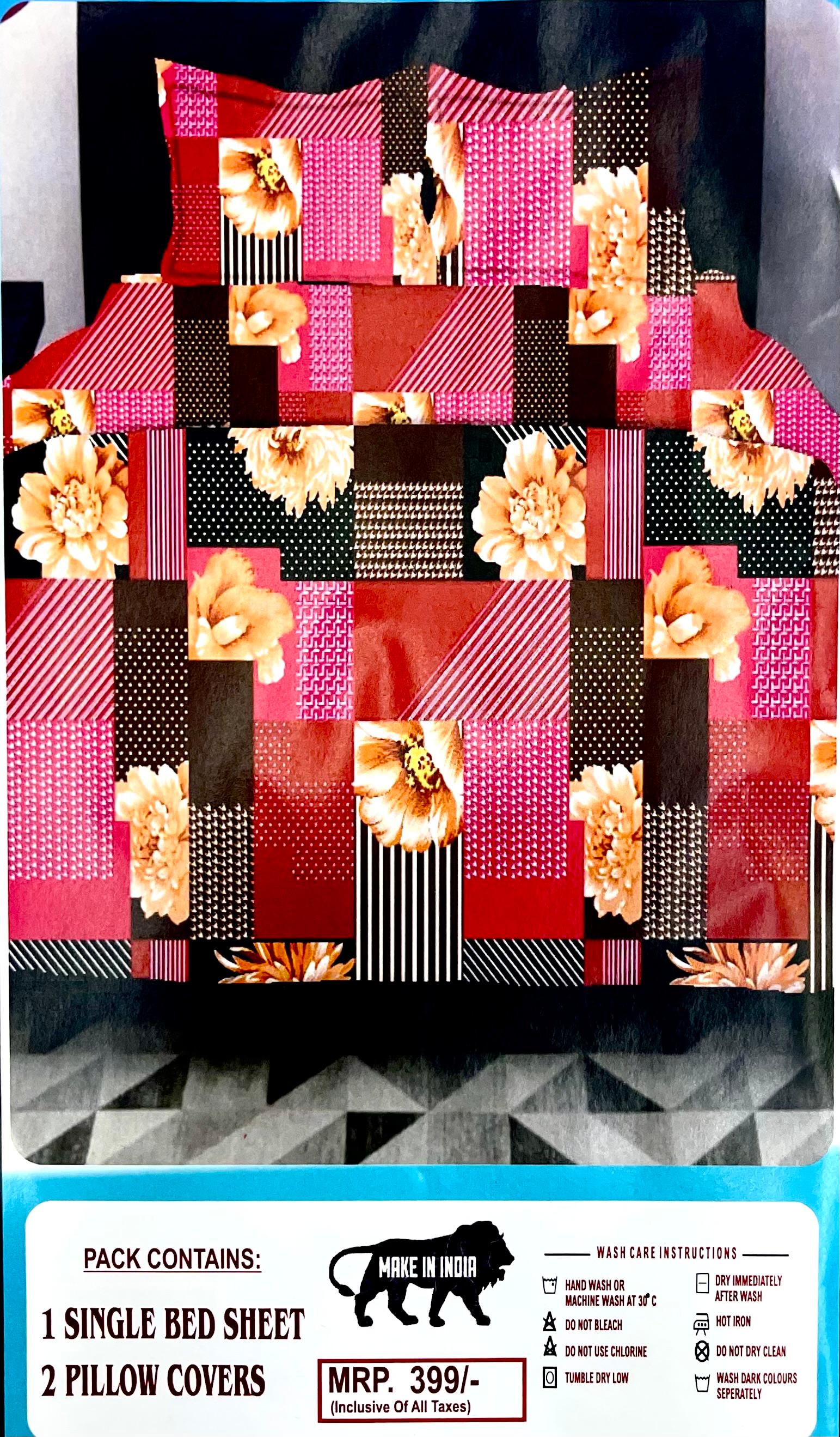 Zara Blended Cotton Single Bed Bedsheet with 2 Pillow Covers – M.R. Saree Emporium