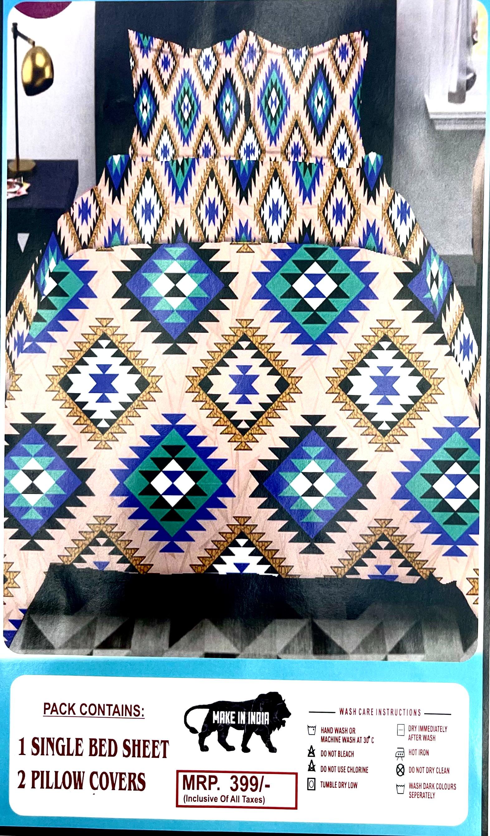 Zara Blended Cotton Single Bed Bedsheet with 2 Pillow Covers – M.R. Saree Emporium