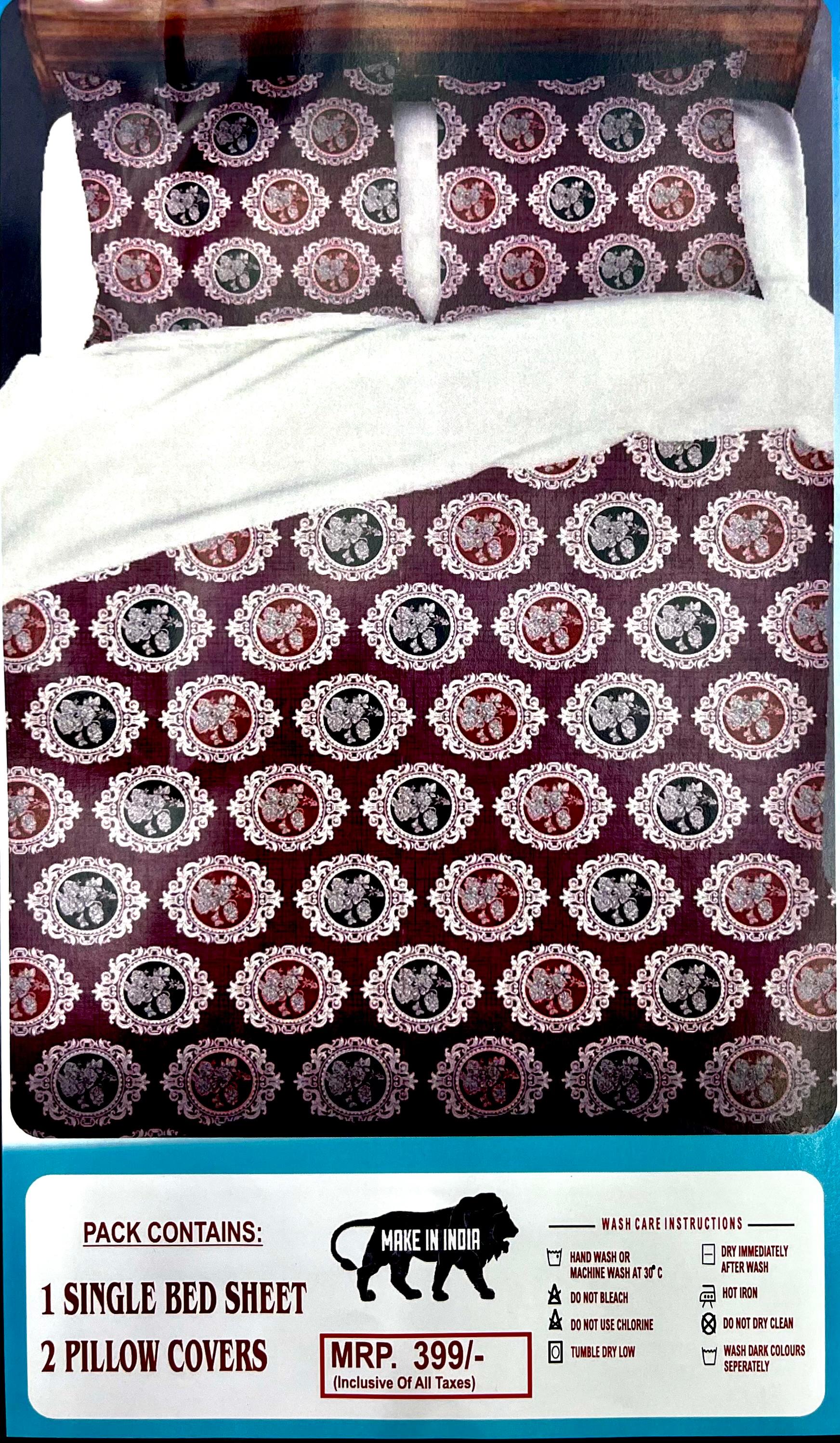 Zara Blended Cotton Single Bed Bedsheet with 2 Pillow Covers – M.R. Saree Emporium