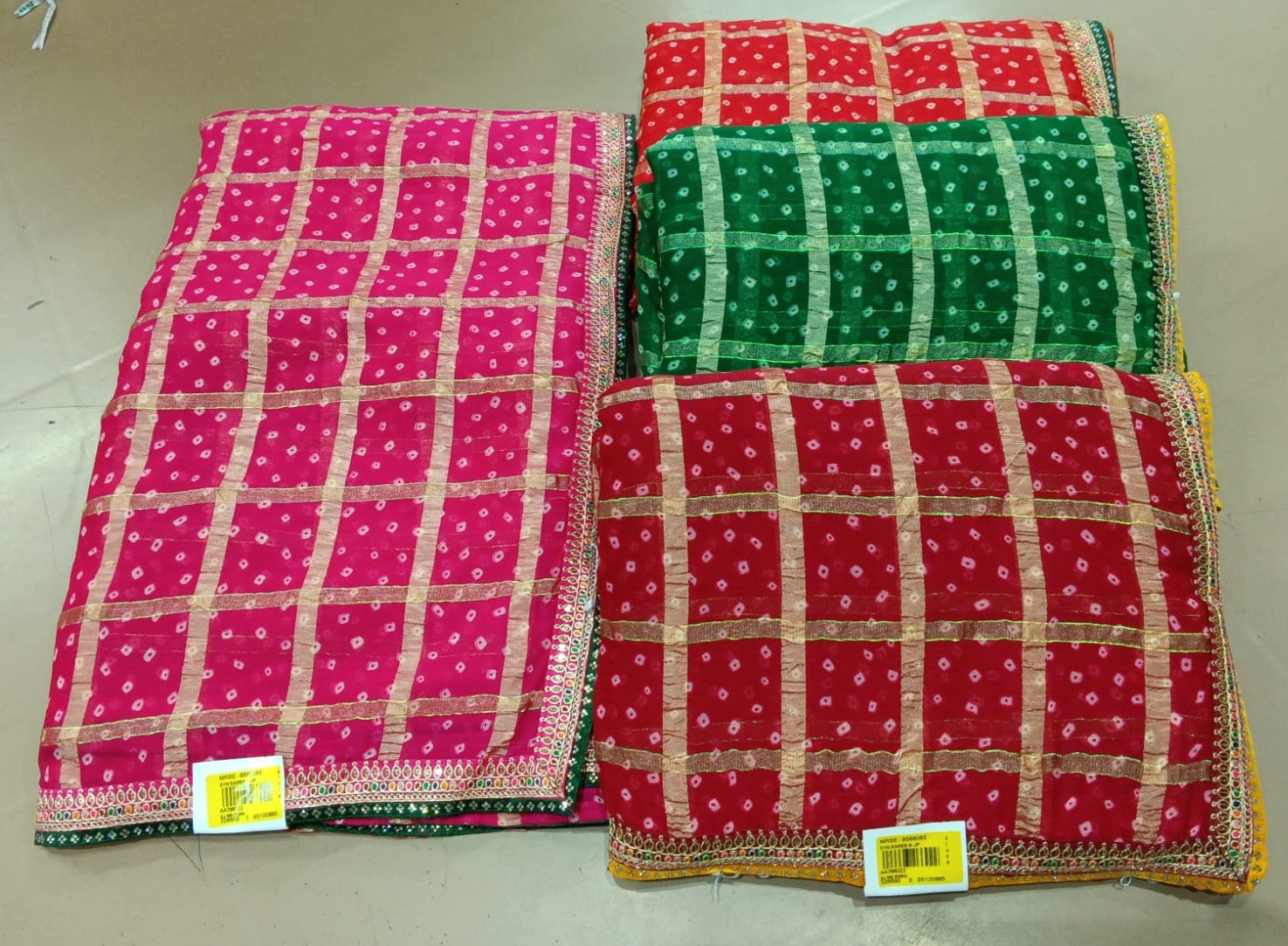 Bandhani Design Chiffon Saree Set Of 4 Pcs Set - M.R.Saree Emporium